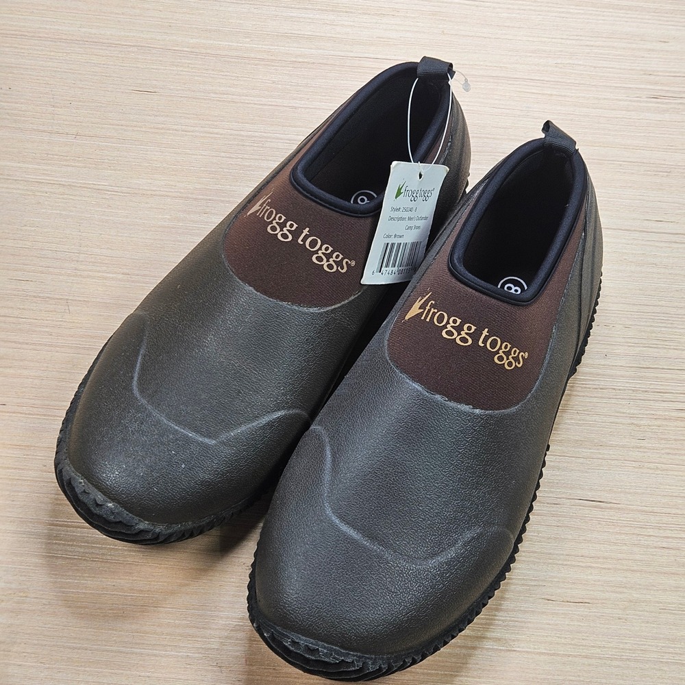 Frogg Toggs Outlander Camp Shoes Mens 8 Brown Slip On Rubber Neoprene NEW